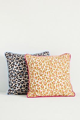 Ruthie Cotton Embroidered Leopard Pillow