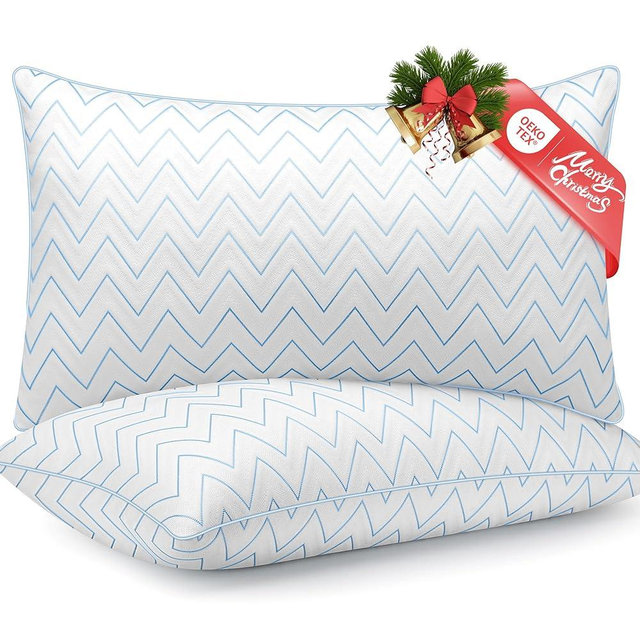DIORIS Pillows Queen Size Set of 2 - Cooling Luxury Hotel Collection Bed Pillows for Sleeping, Breathable Medium Firm Down Alternative Microfiber Filled Pillows for Back, Stomach Sleepers