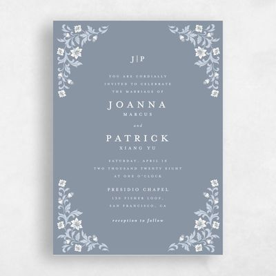 Blue Wedding Invitation - Petal Classic
