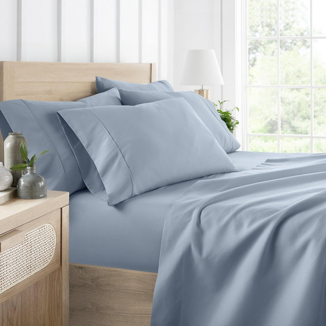 Solid 6 Piece Sheet Set - Ultra Soft - Becky Cameron , Light Blue, Full