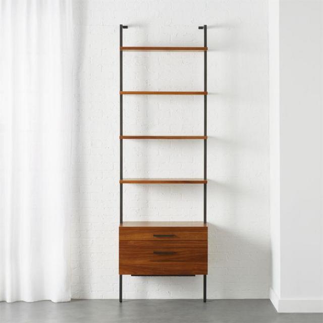 Helix 96" Acacia Shelf with 2 Drawers