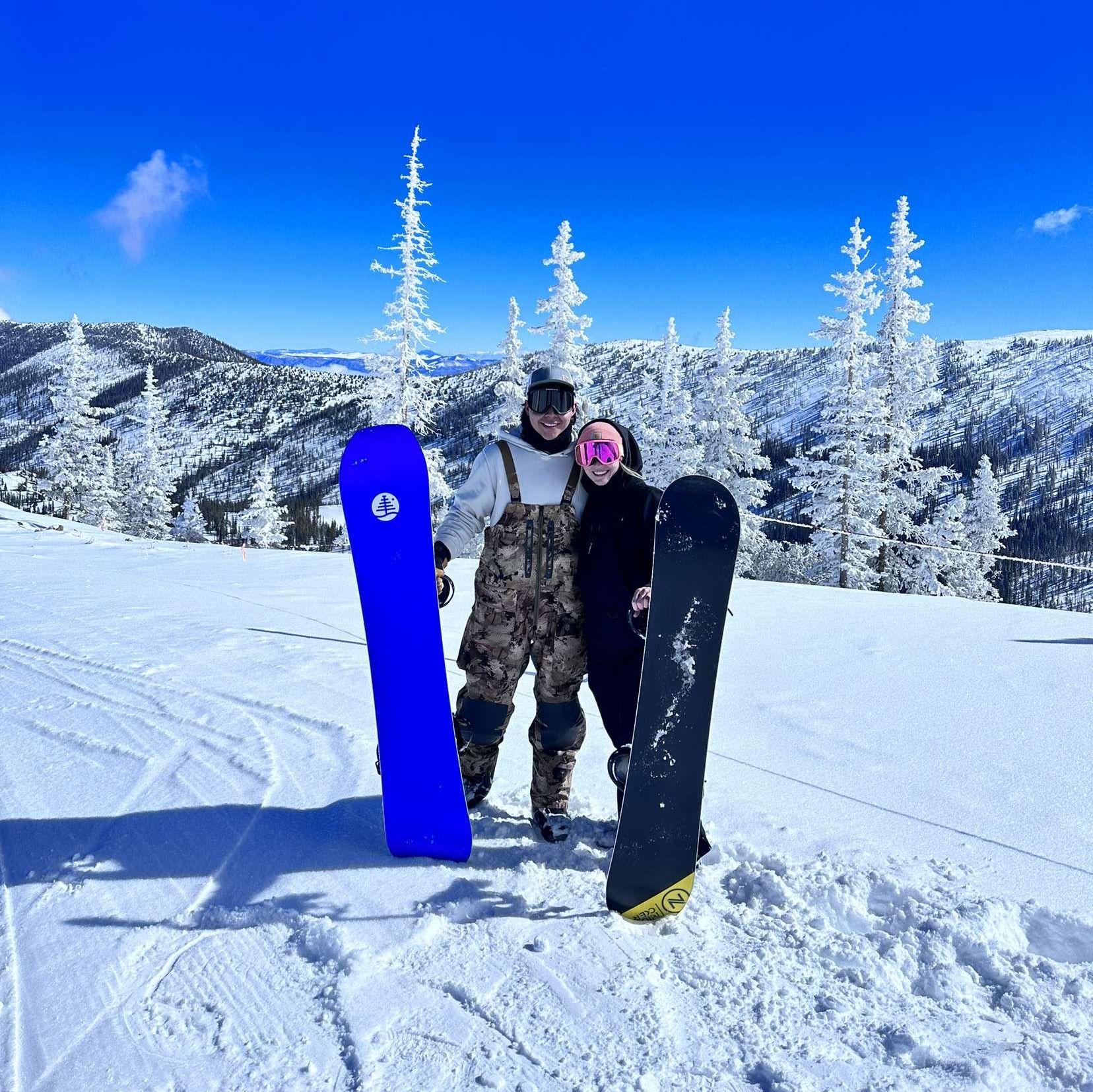 One of the first times we went snowboarding!