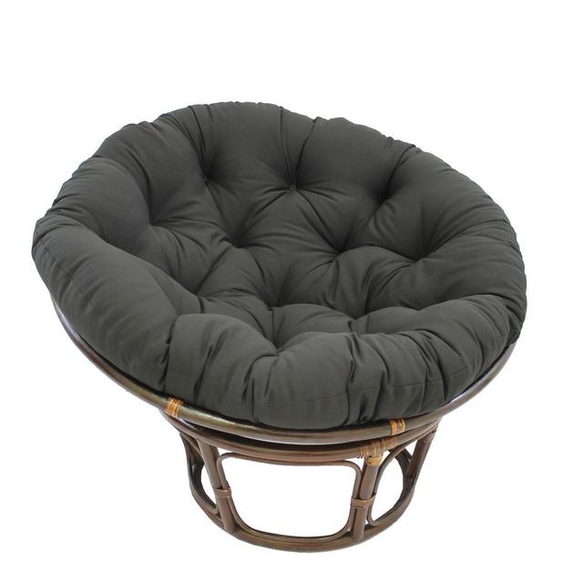 42" Rattan Papasan Chair with Solid Twill Cushion Black - International Caravan