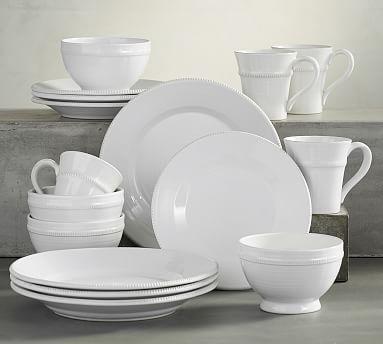 Gabriella Stoneware 16-Piece Dinnerware Set with Cereal Bowl - White