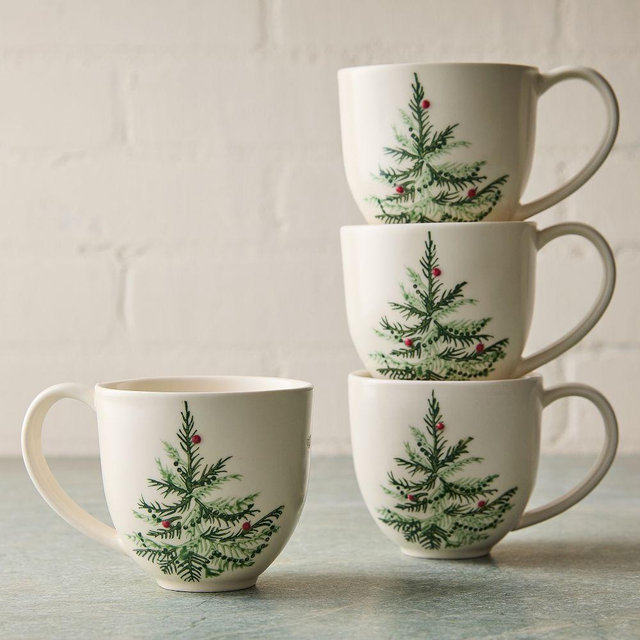Tannenbaum Stoneware Mug, Holly, Set of 4