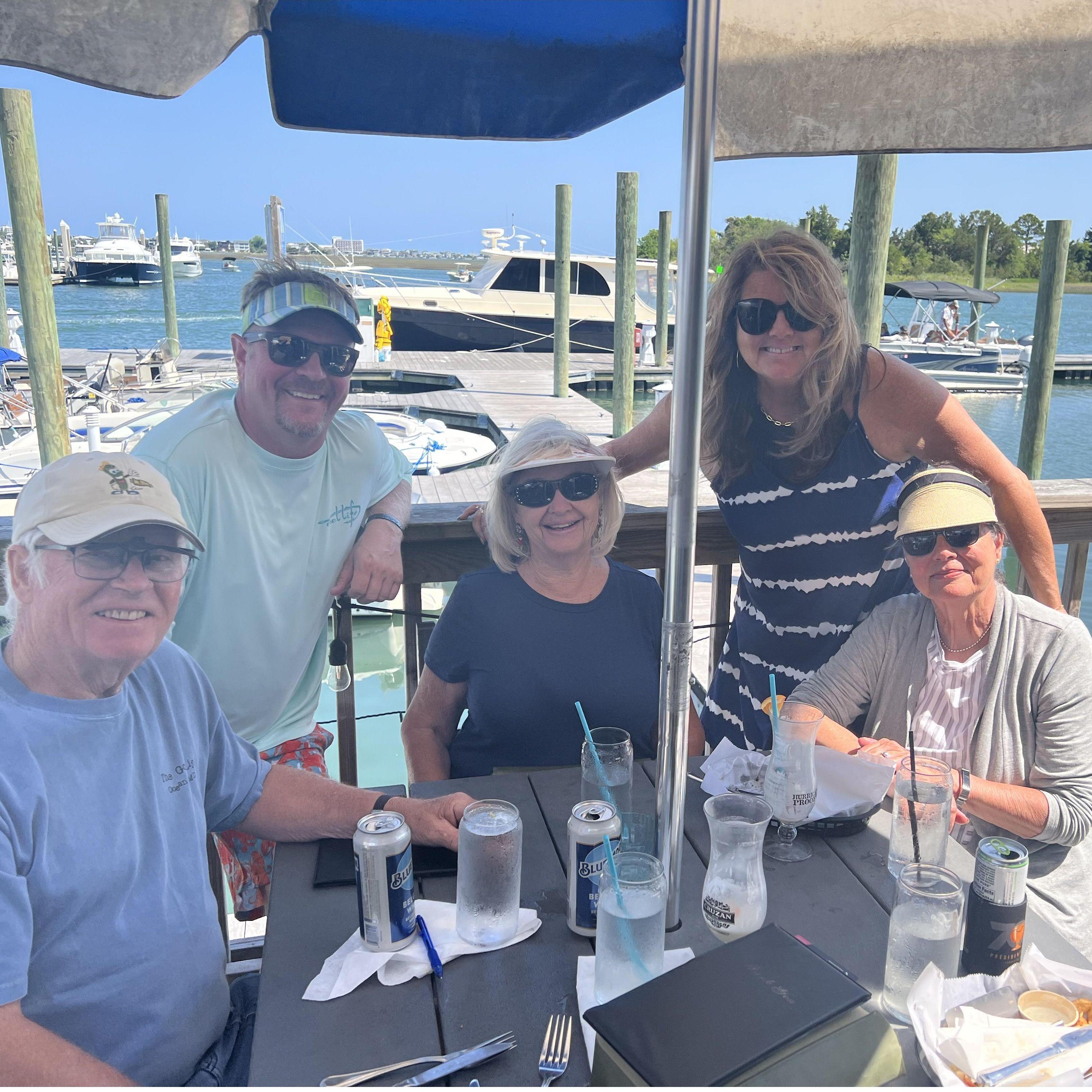 Parental Boat Trip to Lunch (Aaron's parents George & Jennie and Karen's Mom, Mary) Wrightsville Beach, NC 2023