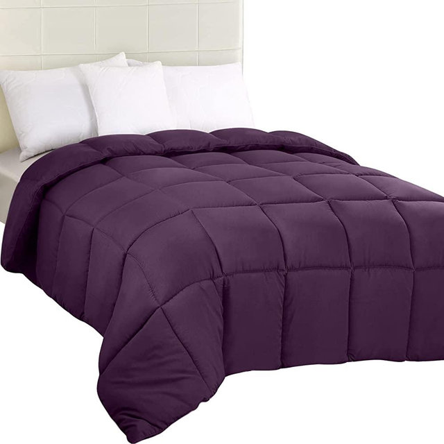 Utopia Bedding All Season 250 GSM Comforter - Soft Down Alternative Comforter - Plush Siliconized Fiberfill Duvet Insert - Box Stitched (Full/Queen, Plum)