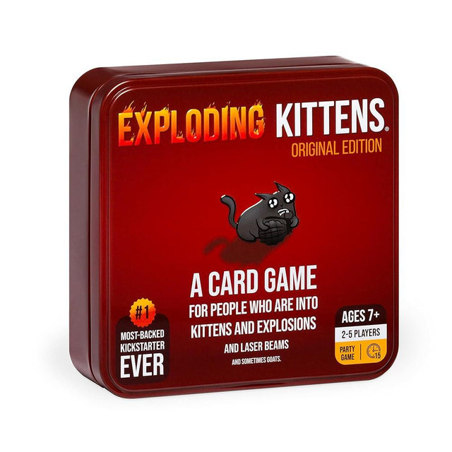 Exploding Kittens Original Edition in Collectible Tin - 2-5 Players - Ages 7+ - 15 Minutes to Play - High Stakes Card Game - Party Game, Family Game Night, Kid and Adult Card Game