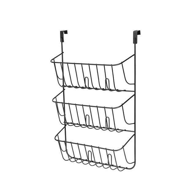 Spectrum Diversified Organizer & Lid Holder, Kitchen Storage, Fits Over The Cabinet Door, Cookware & Plastic Container Lid Organizer, Large, Industrial Gray