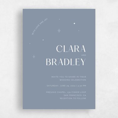 Periwinkle Gray, Grey Wedding Invitation - Adhara Classic