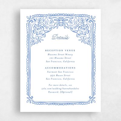 Blue Floral Wedding Enclosure - Pienza