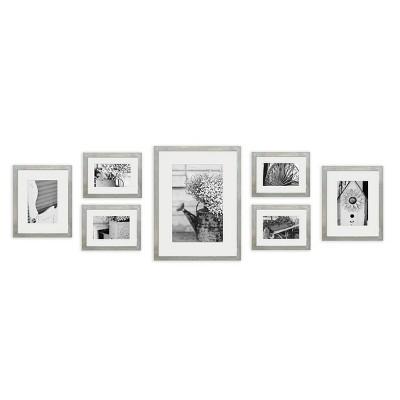 Gallery Perfect 8" x 10"||5" x 7"||4" x 6" (7pc)Photo Wall Gallery Kit with Decorative Frame Set Gray