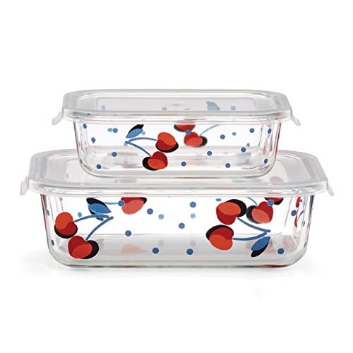 KATE SPADE Vintage Cherry Dot 2-Piece Rectangular Storage Set, 2.95 LB, Multi