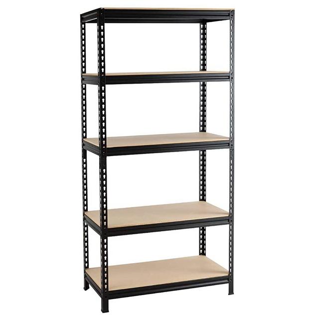 Tangkula 5-Tier Steel Storage Shelves, 73” Heavy Duty Garage Shelf with Adjustable Shelves, Boltless Shelving Unit for Free Combination, Metal Muscle Rack for Home Office Garage (1, Black)