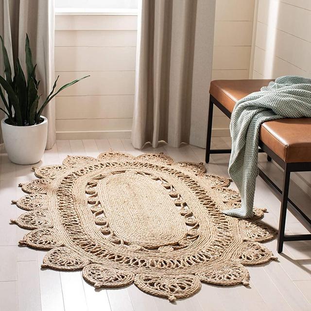 Safavieh Natural Fiber Collection NFB251A Hand-woven Jute Area Rug, 4' x 6' Oval, Natural