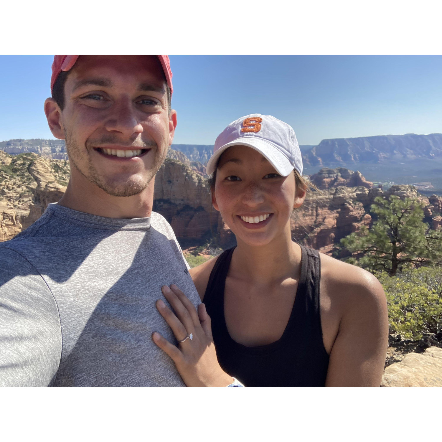 We got engaged while camping and hiking in Sedona!
