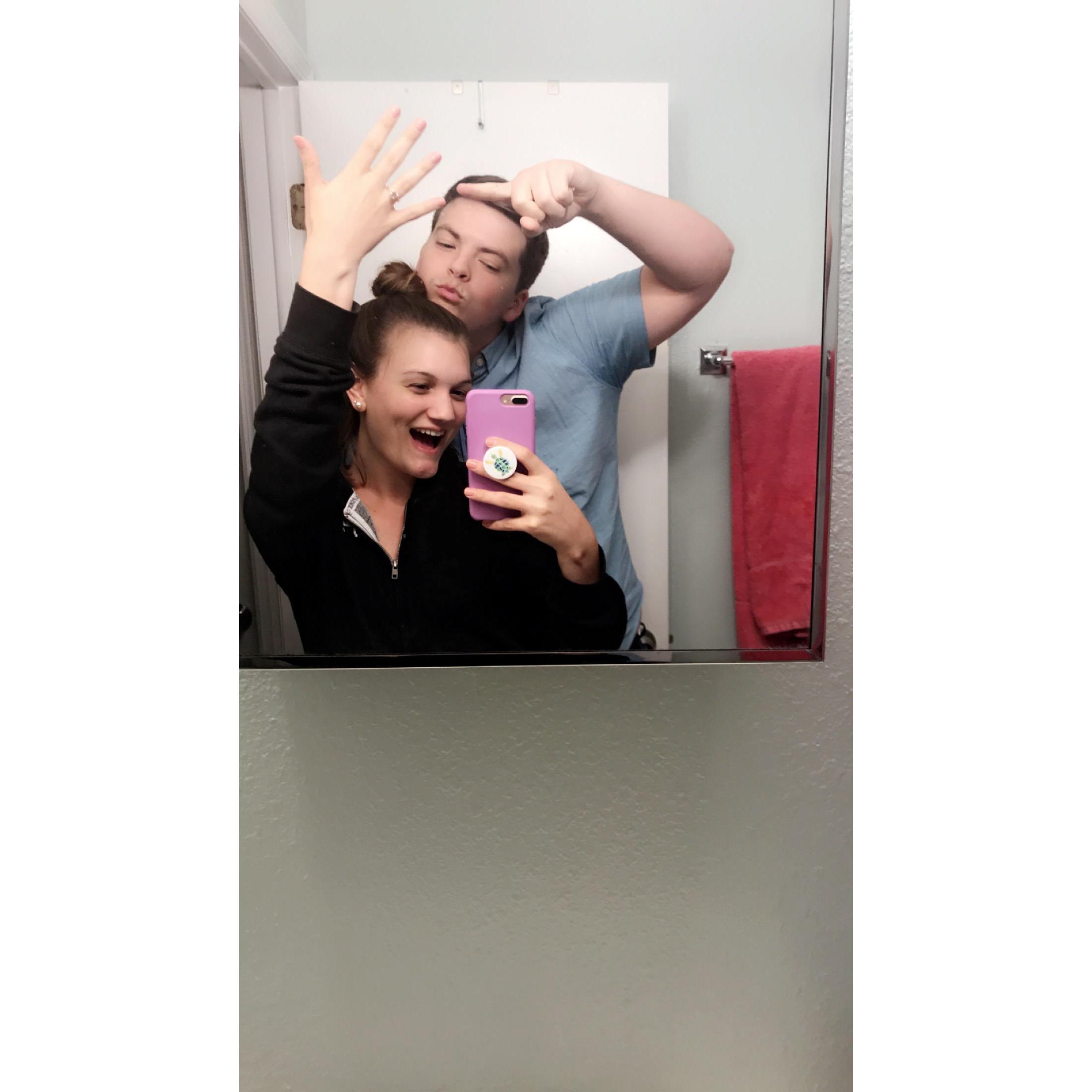 After Charlie asked Kaila to marry him they went home to share the good news, and take this cute celebratory picture