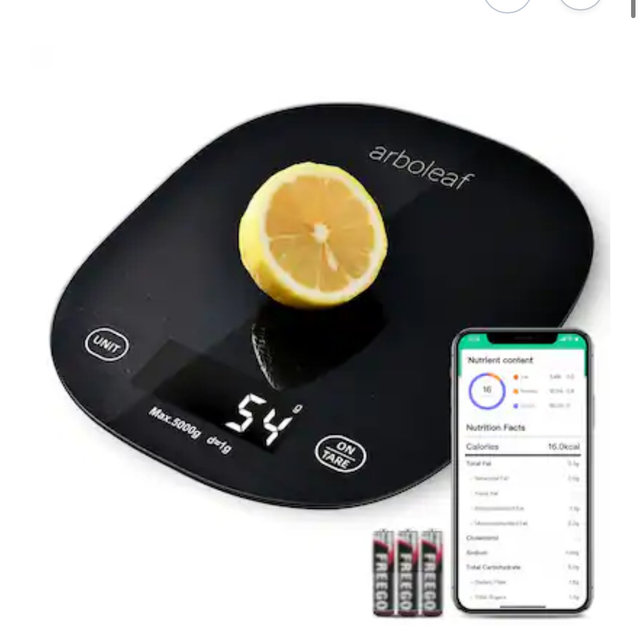 Arboleaf - Smart Food Scale, 22lb Digital Kitchen Scale with App, Nutrition Calculator - Black