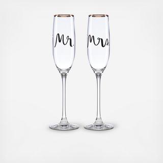 Bridal Party Mr. & Mrs. Champagne Flute