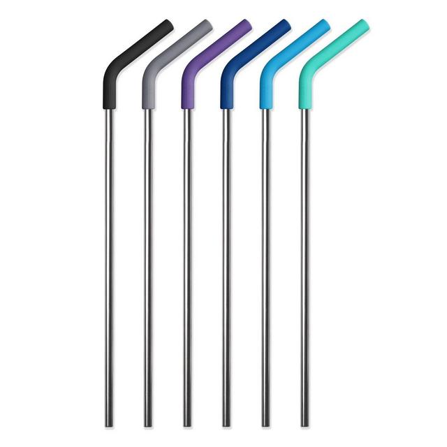 Simple Modern 6pk Silicone Tip Stainless Steel Straws - Blues