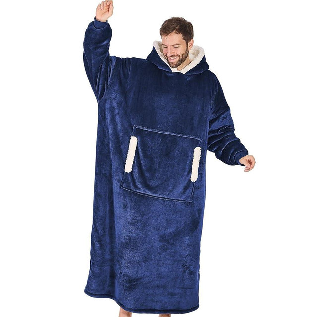 yescool Wearable Blanket Hoodie, Flannel Sherpa Fleece Blanket Sweatshirt for Adults Women Men,One Size Fits All