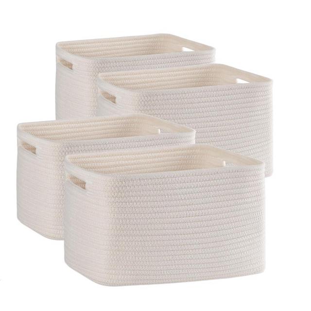 SIXDOVE 4 Pack Shelf Baskets for Organizing Home - Perfect for Toys, Books, and Clothes, Versatile Woven Storage Baskets with Handles, Durable Cube Storage Bins, 12.7''L x9''W x7.8''H, White