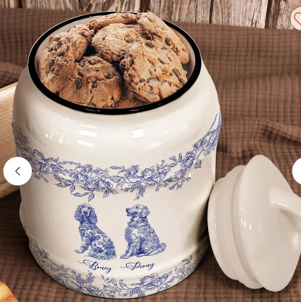 Dog Lover Gift Custom Chinoiserie Toile De Jouy - Personalized Cookie Jar