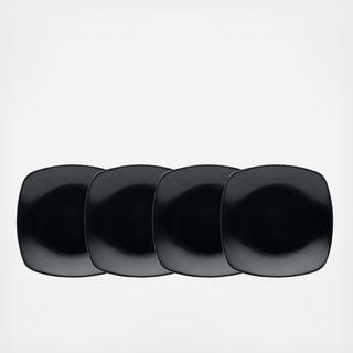 Black on Black Square Appetizer Plate, Set of 4