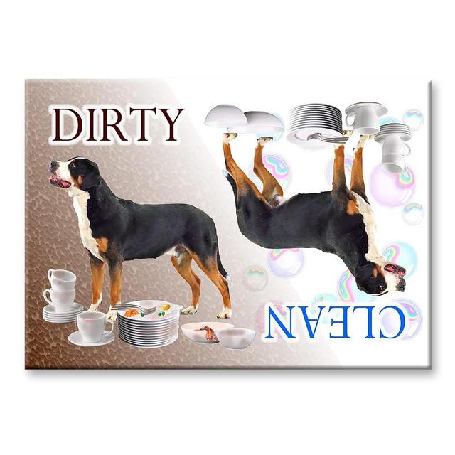 Greater Swiss Mountain Dog Clean Dirty Dishwasher Magnet