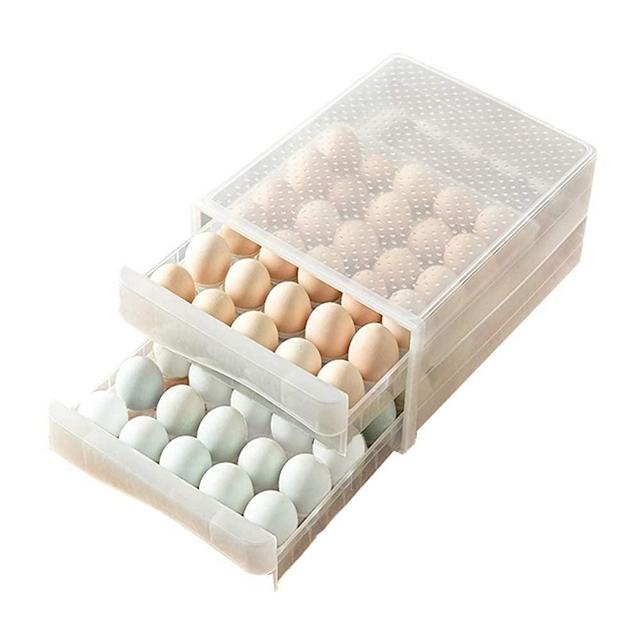 Hershuing 60 Grid Large Capacity Egg Holder for Refrigerator, Household Egg Fresh Storage Box for Fridge, Multi-Layer Chicken Egg Storage Container