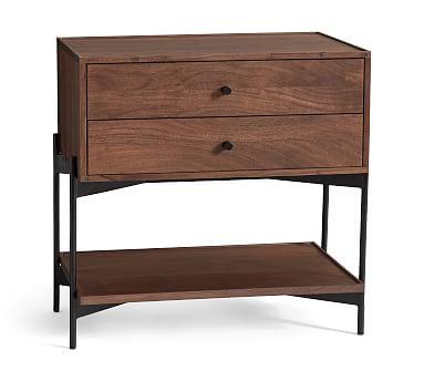 2 Warren 28" Rectangular Nightstands, Walnut - Pottery Barn