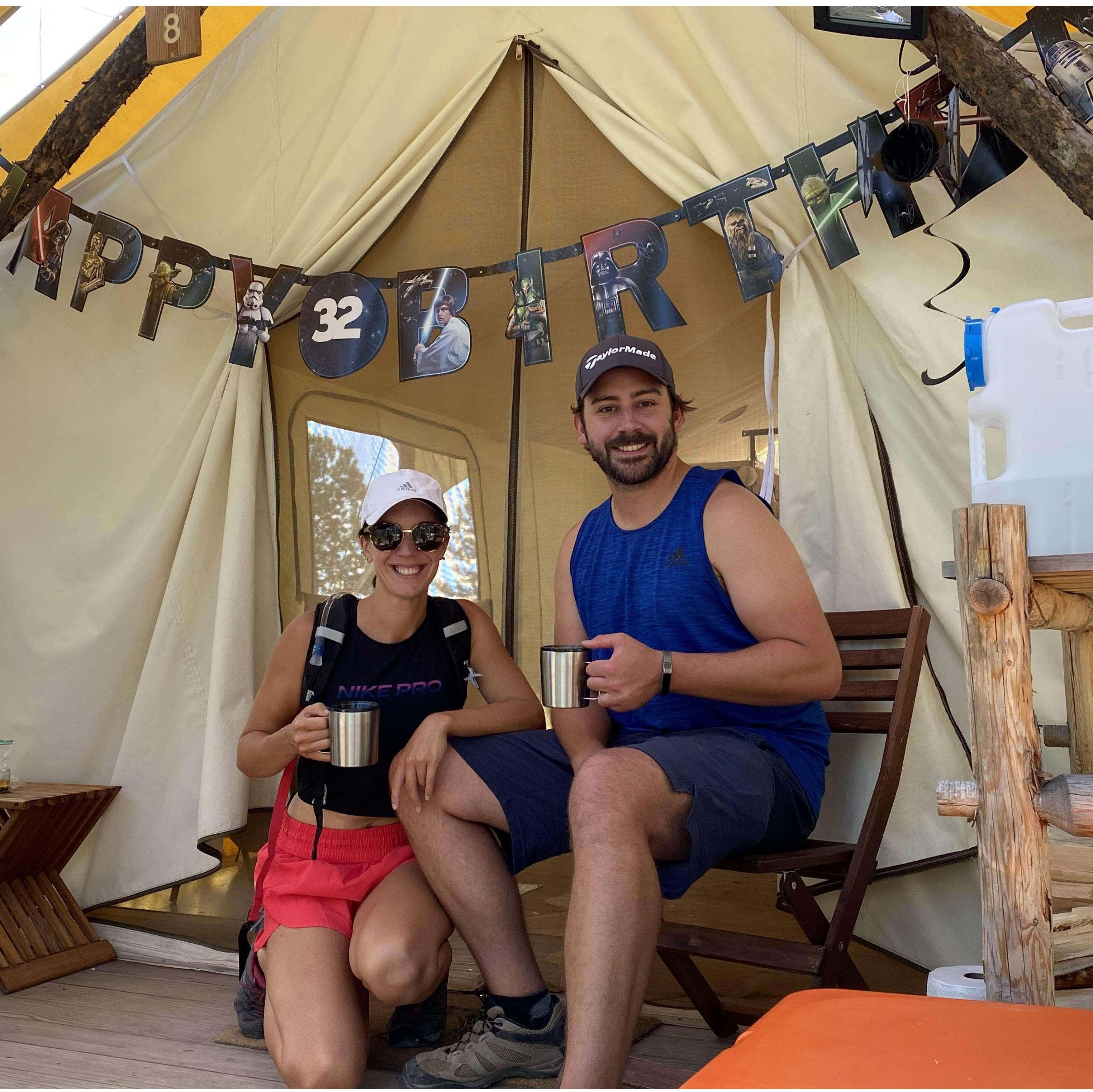 Camping under the stars, with the Yeti Cooler of course.