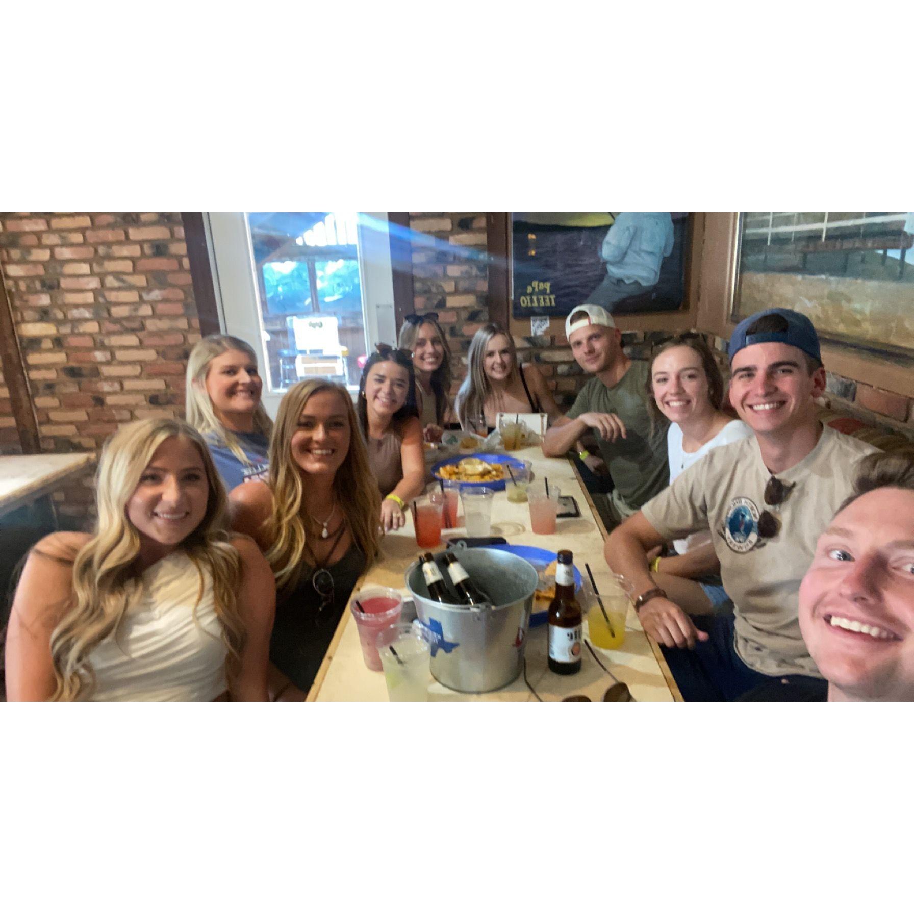 Danielle and Sam with their Orientation friend group the first day they met.