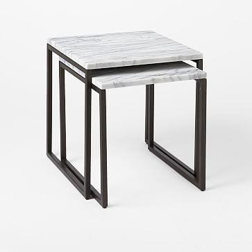 Box Frame Nesting Table, Marble Top