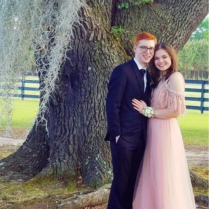 At my senior prom. We will be getting married under this same tree!