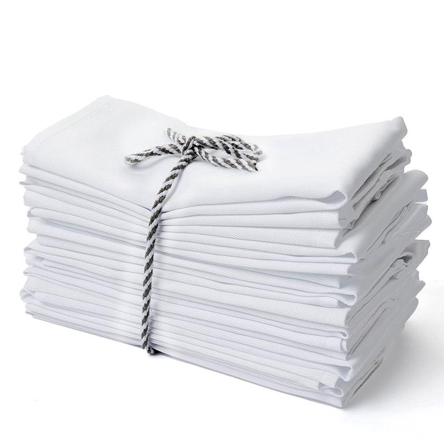 Kitchen Cloth Napkins 12 Pack 18X18 Inches Cotton Blend Soft Fabric with Hemmed Edges, White Dinner Napkins Washable Reusable Durable Linen Napkins for Parties Table Setting Decor (White) by PERLLI