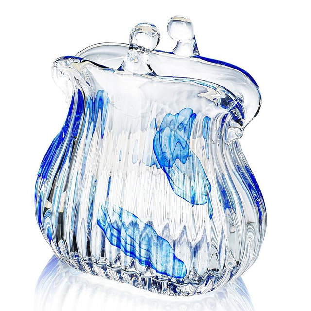 Blown Glass Purse Vases for Flowers, Cute Purse Vases for Home Decor Tables Centerpieces, Wide Mouth Modern Art Gift for Mom