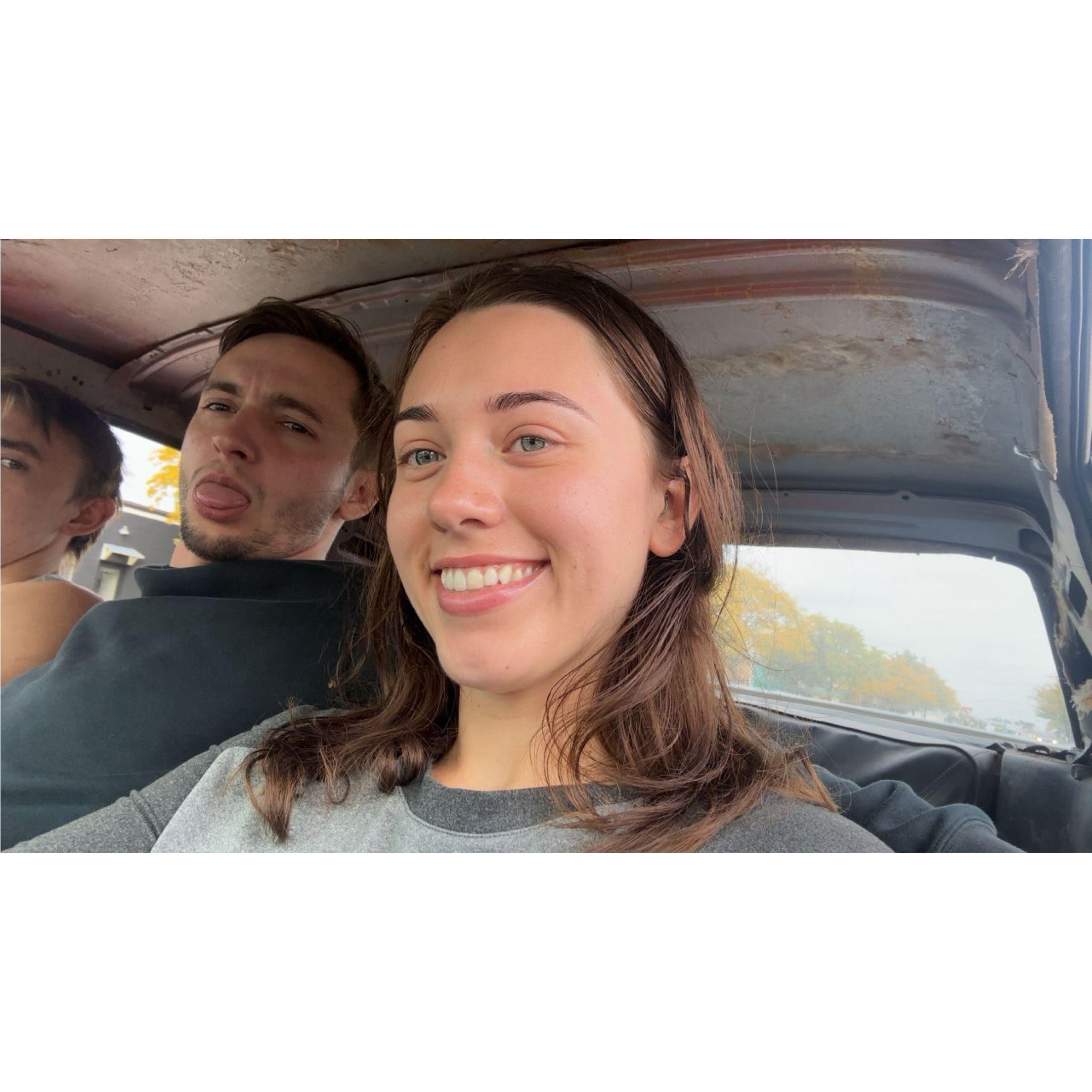 9/25/23 Our first official picture together, and my first time meeting Maison. Were riding in Maisons rustang.