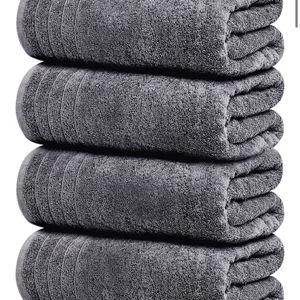Tens Towels Pack of 4 Extra Large Bath Towels 30 x 60 Inches, 100% Cotton, Larger & Lighter Weight, Quicker to Dry, Super Soft and Absorbent, Perfect for Bathroom, Dark Grey