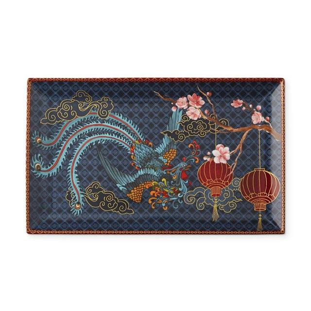 Lunar Small Rectangular Platter, Phoenix
