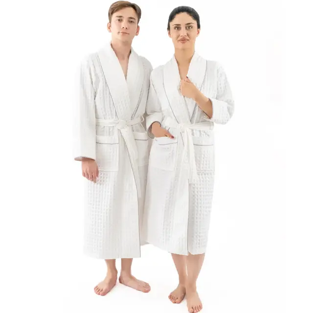American Soft Linen 100% Cotton Waffle Robes for Women and Men, Unisex Waffle Design Lounging Bathrobe, 1 Piece Waffle Robe for Couples After Shower