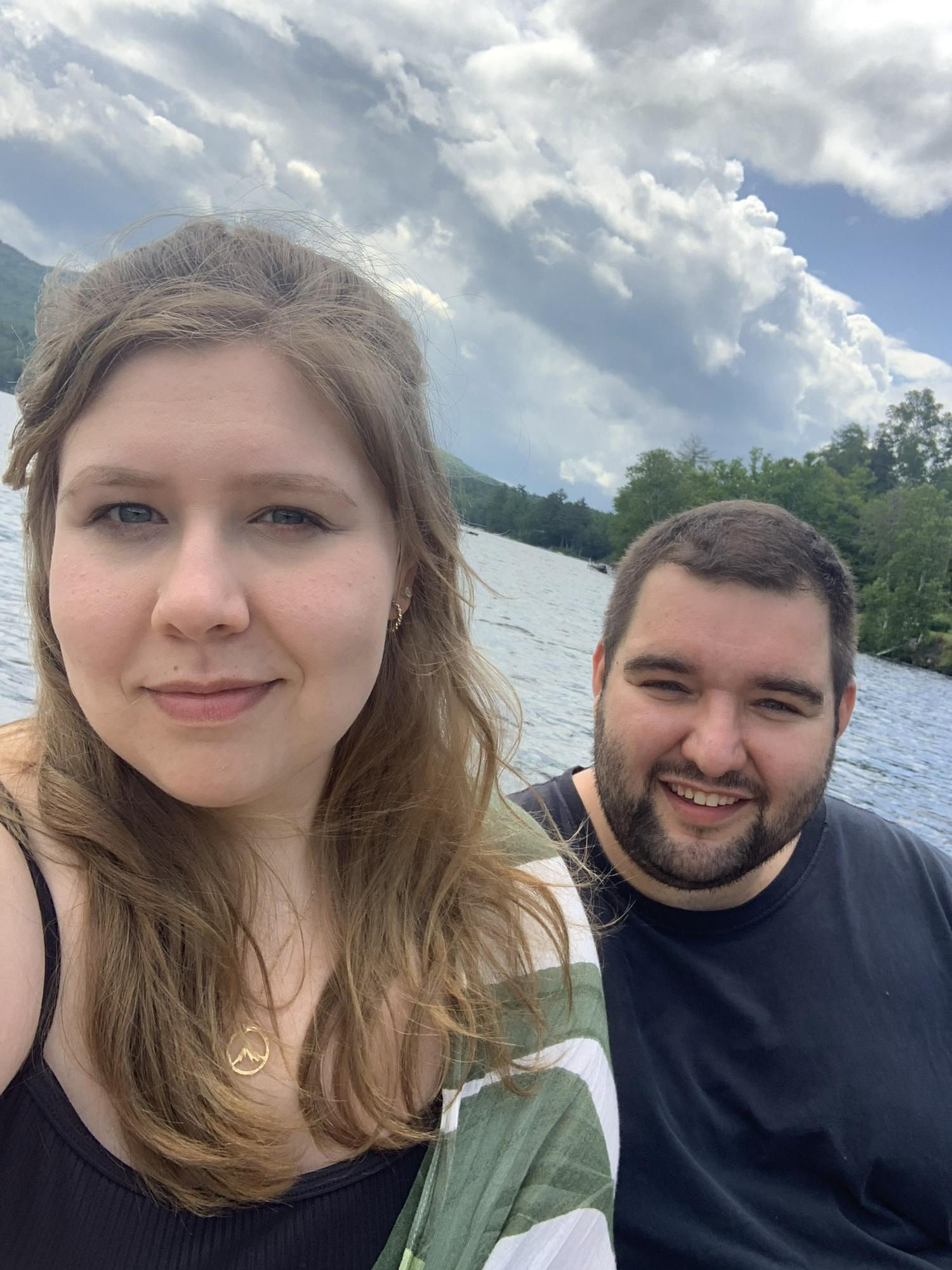 Alyssa showing Matt where she spent her childhood summers. July 2022, Rumney, NH.