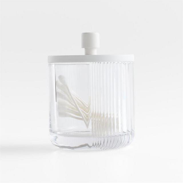 Ribbed White Glass Canister Small