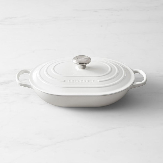 Le Creuset Signature Enameled Cast Iron Braiser, 3 3/4-Qt., White