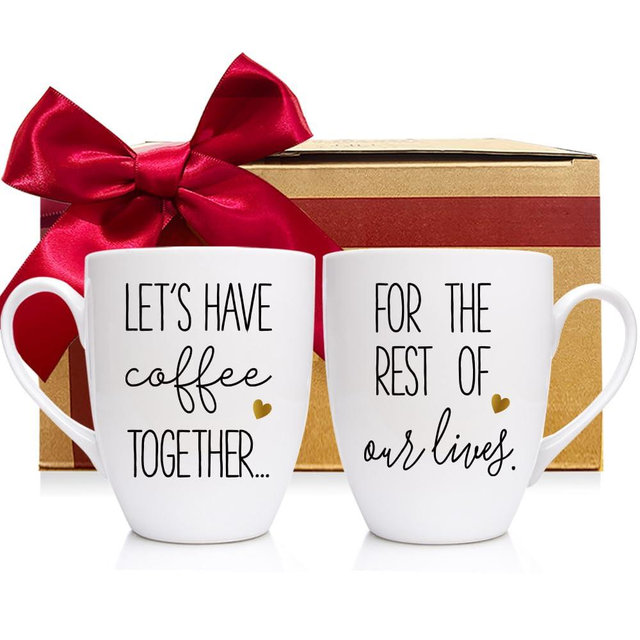 CATABUBU Lets Have Together for The Rest of Our Lives Mugs Set Engagement Wedding Gift for Couples, Novelty Valentine Bridal Shower Anniversary Mug Gifts for Couple Newlywed Bride Groom Mr Mrs
