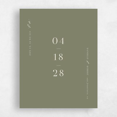 Khaki Green Wedding Save the Date - Asher Portrait