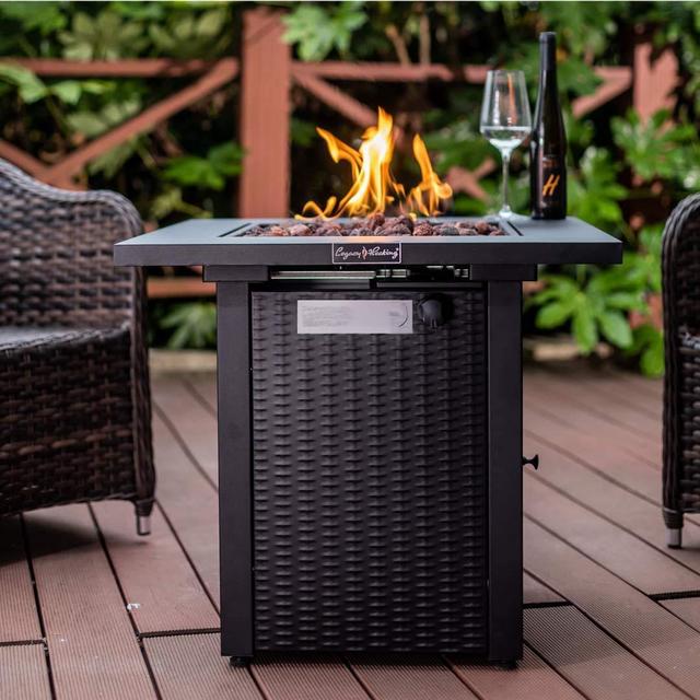 28inch Wicker Square Propane Fire Pit Table