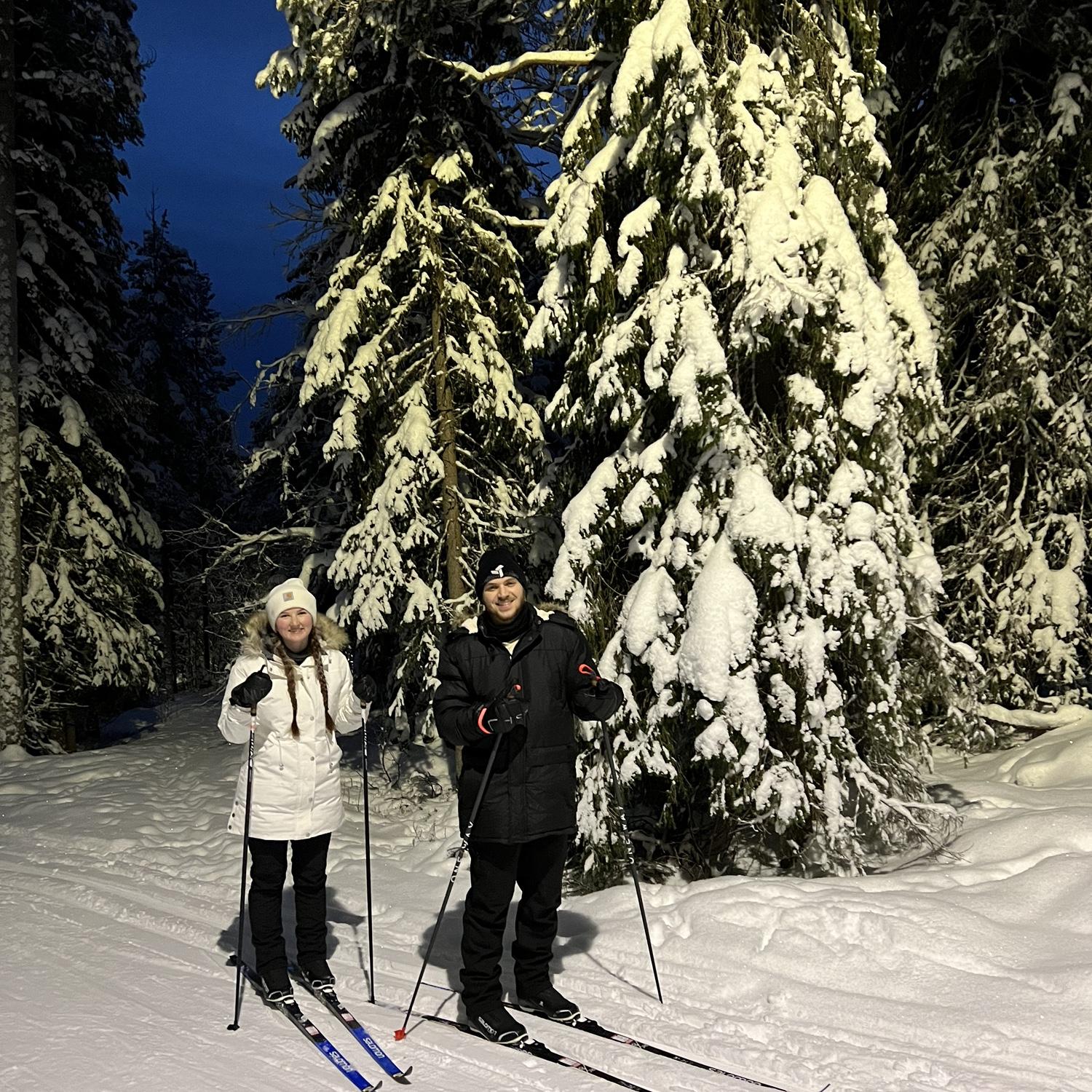 Our first time skiing in Finland, December 2023