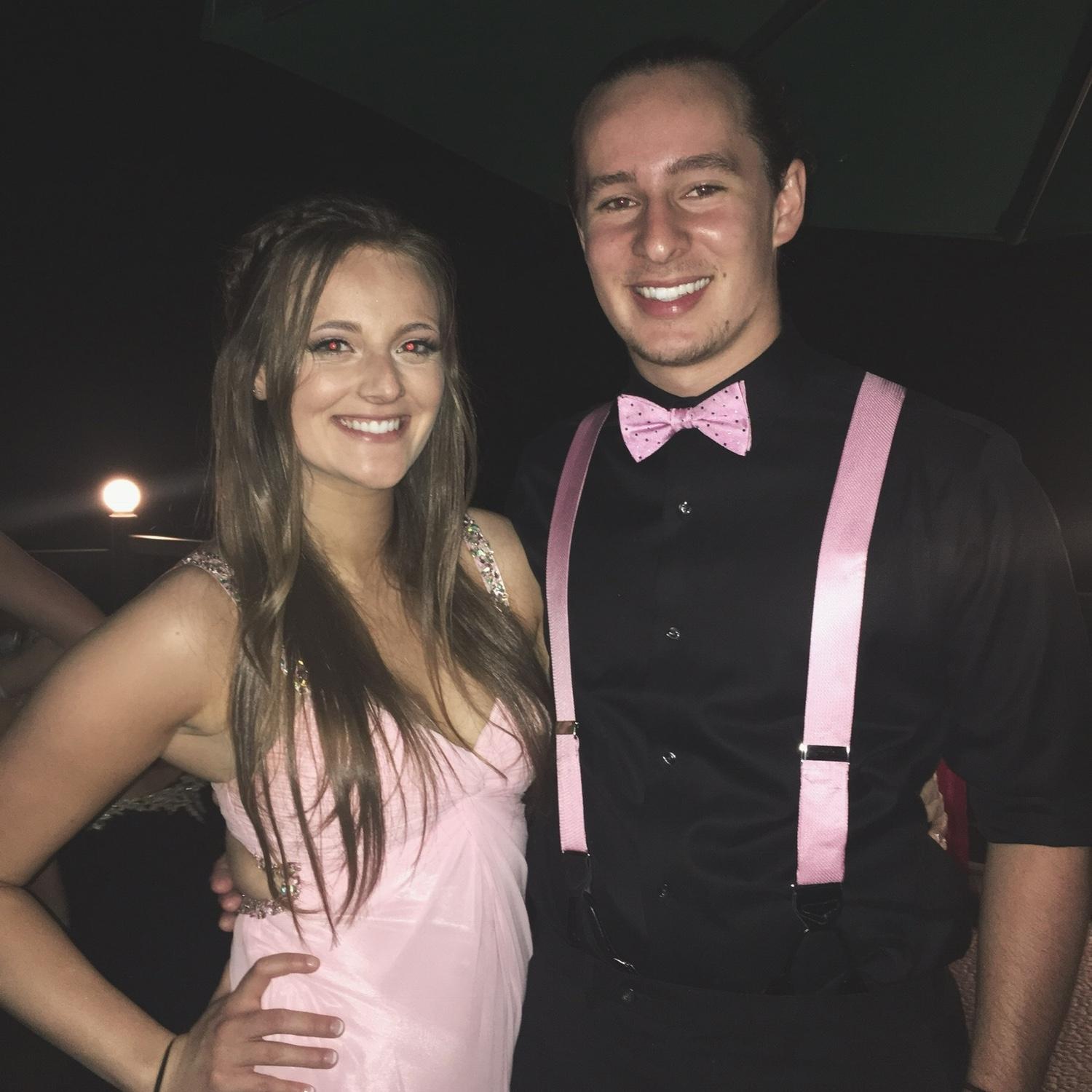 One of our proms?? The suspenders were Brett’s idea
