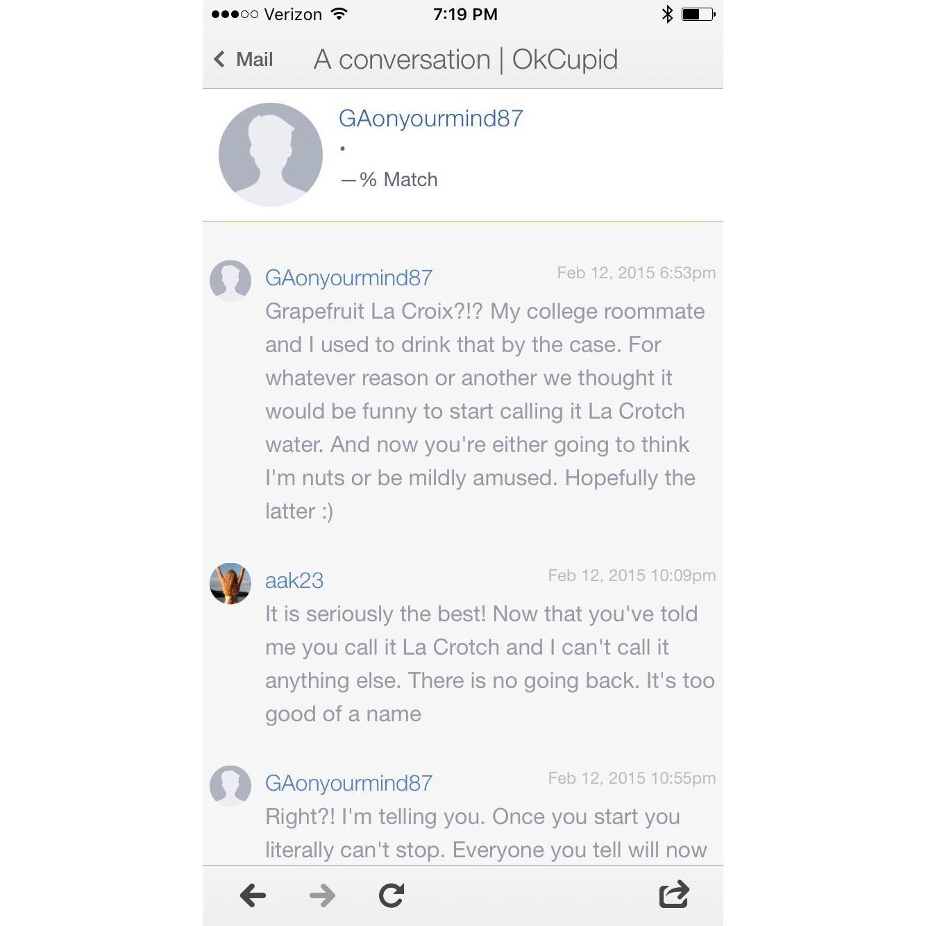 GA's first OKCupid message to Alyssa, 2015, who knew it would turn into a marriage!?